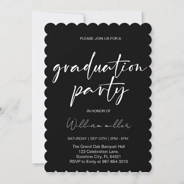 High School Graduation Class of 2025,Minimal grad Invitation (Front)