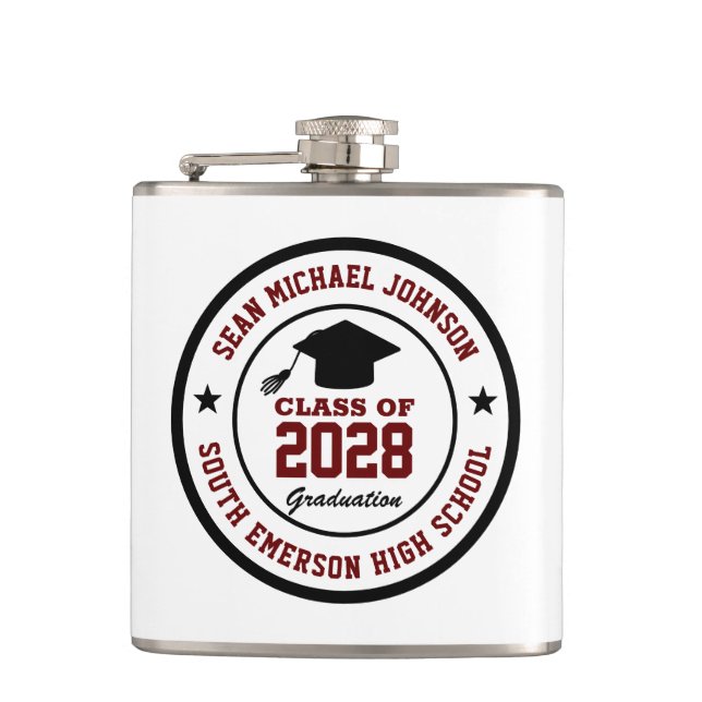 High School Graduation Class Of College Grad Flask (Front)