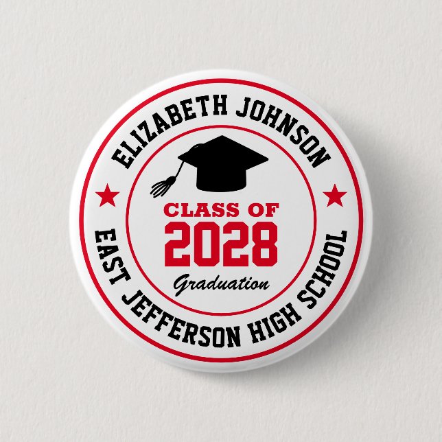 High School Graduation Class Of Senior Year Button (Front)