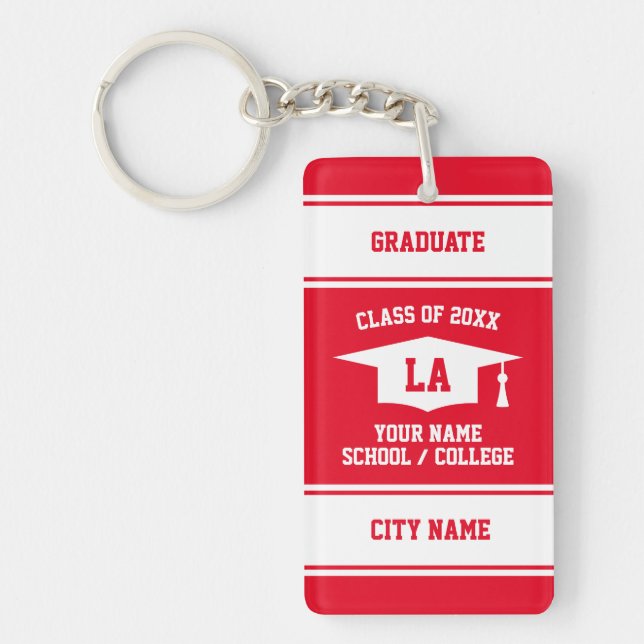 High School graduation Class senior grad Keychain (Front)