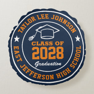 High School Graduation College Grad Class Of Round Pillow