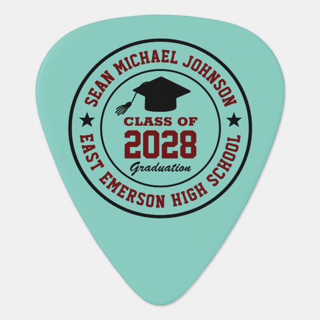 High School Graduation College Grad Senior Class Guitar Pick (Front)