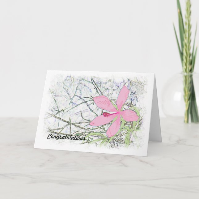 High School Graduation Congratulations Pink Hibisc Card (Front)
