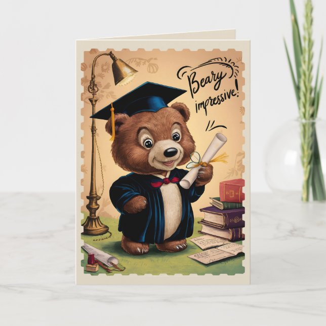 High School Graduation Cute Bear personalized Card (Front)