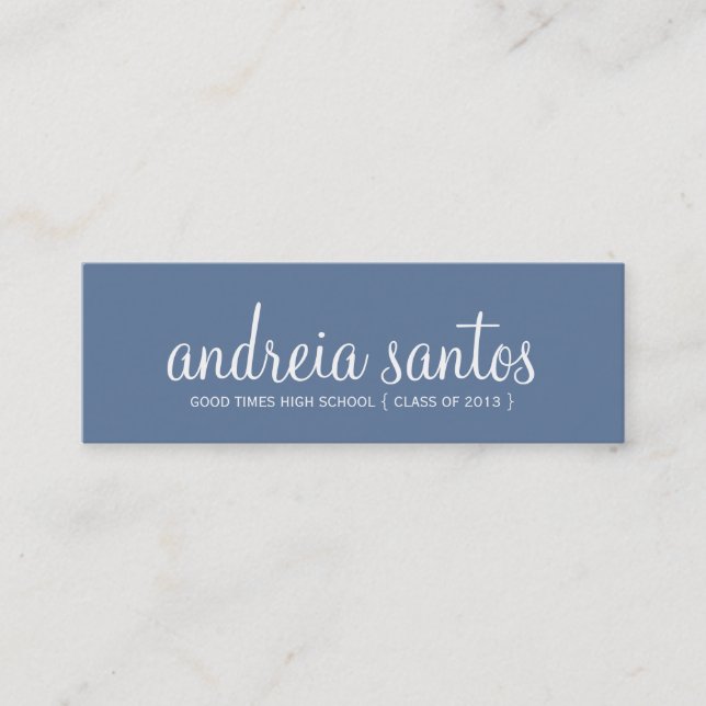 High School Graduation Name Navy Blue White 2013 Calling Card (Front)