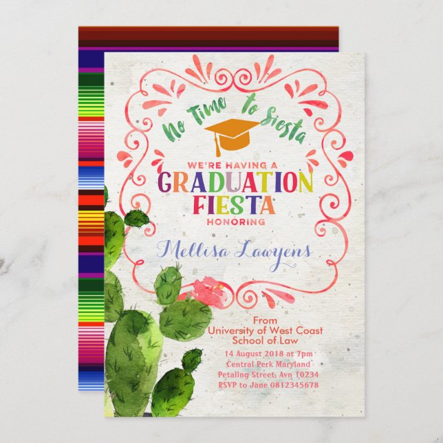 High School Graduation Party Fiesta Invitation (Front/Back)