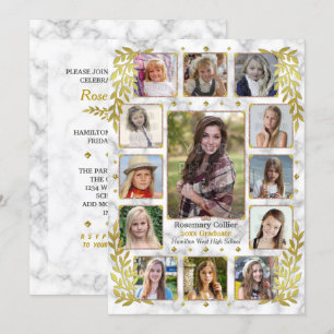 High School Graduation Party Marble Photo Collage Invitation