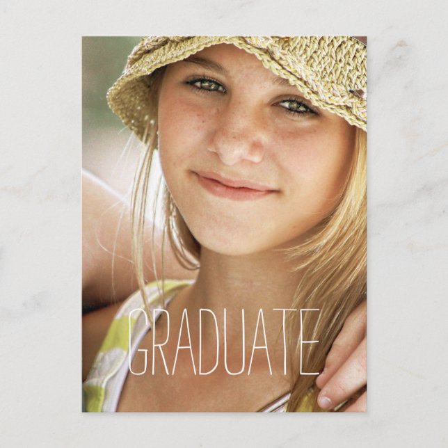 High School Graduation Party Modern Photo Graduate Invitation Postcard (Front)