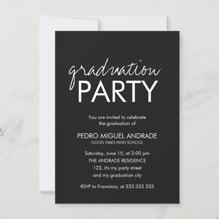 High School Graduation Party Photo Black and White Invitation | Zazzle.com