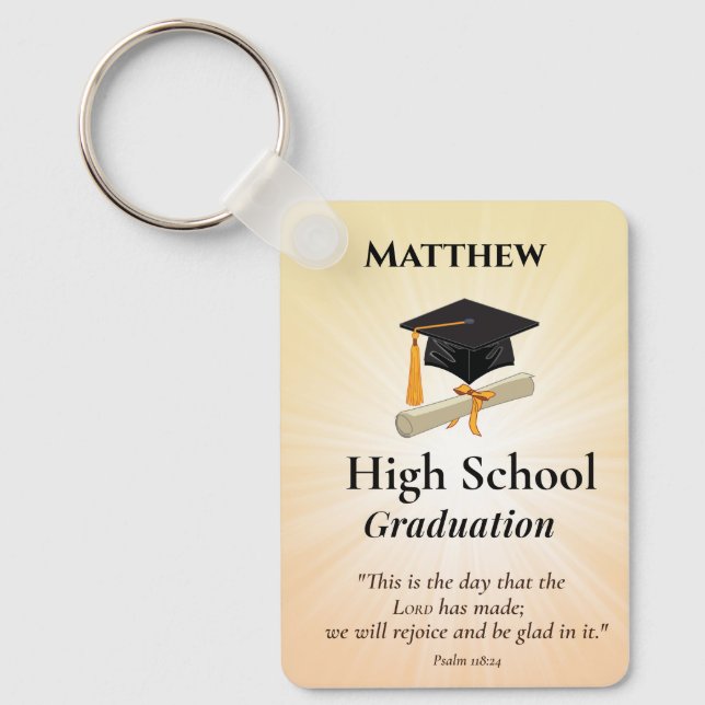 High School Graduation Personalized Sunburst Keychain (Front)