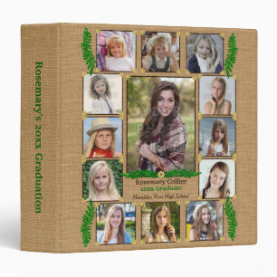 High School Graduation Photo Collage   Burlap Fern Binder