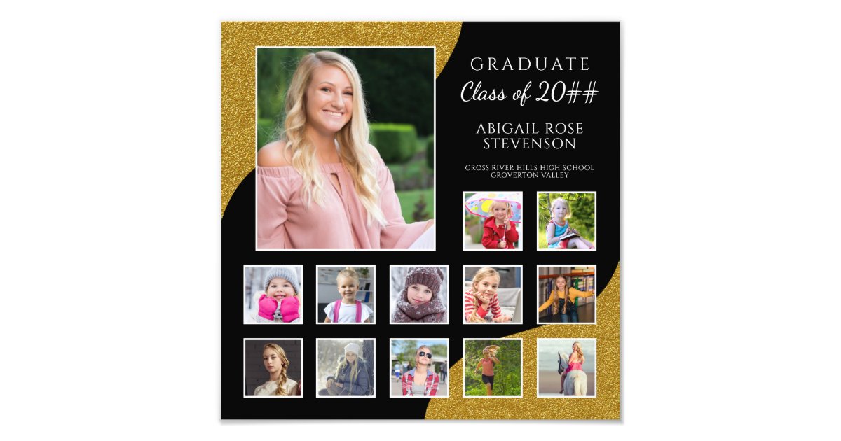 High School Graduation Photo Collage K-12 Gold | Zazzle.com