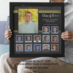 High School Graduation Photo Collage K-12 Gold Print