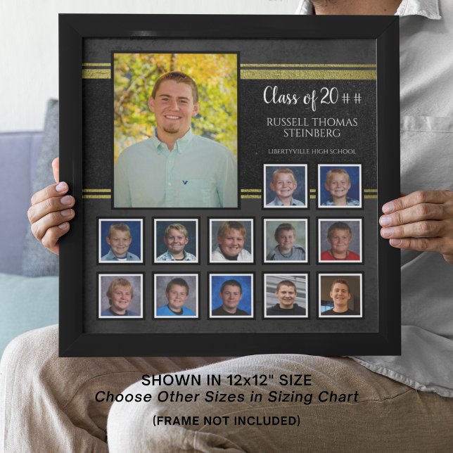 High School Graduation Photo Collage K-12 Gold Print (Creator Uploaded)