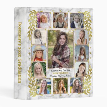 High School Graduation Photo Collage | Marble Gold Mini Binder by PictureCollage at Zazzle