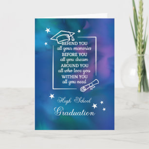 High School Graduation Quote Watercolor Background Card