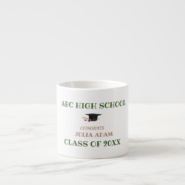 High School Graduation Senior celebration Script Espresso Cup (Front)