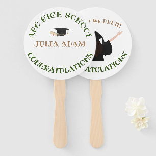 High School Graduation Senior celebration Script Hand Fan