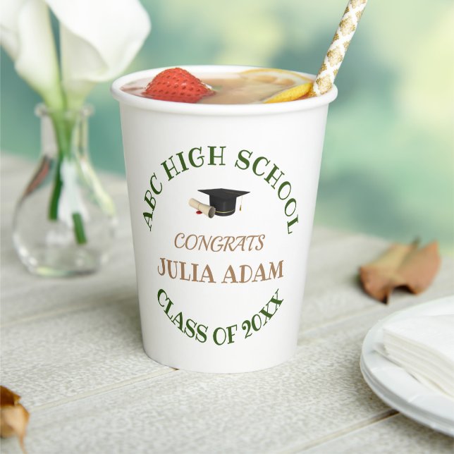 High School Graduation Senior celebration Script Paper Cups (Insitu)