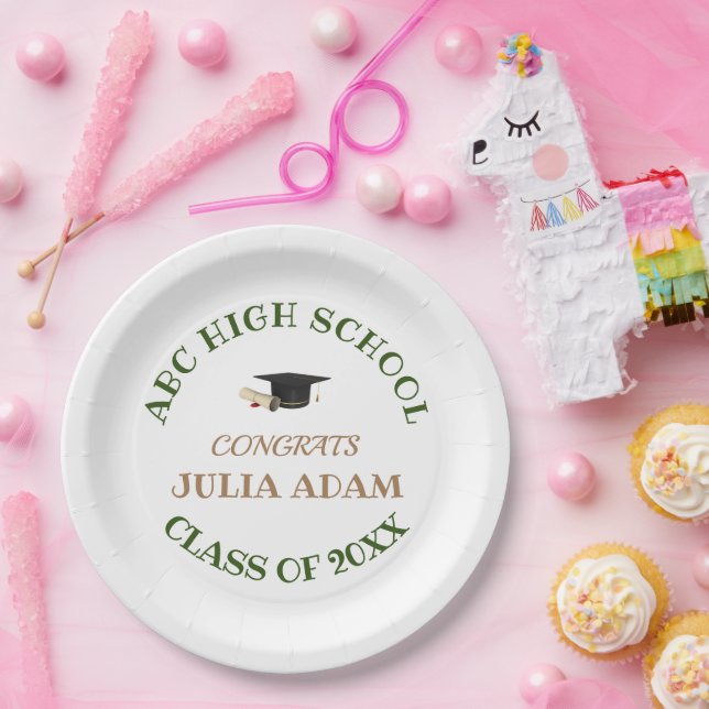 High School Graduation Senior celebration Script Paper Plates (Party)