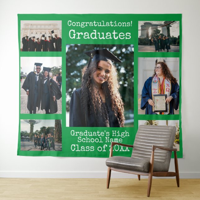 High School Green Congratulations Graduates Photo Tapestry (In Situ (Horizontal))