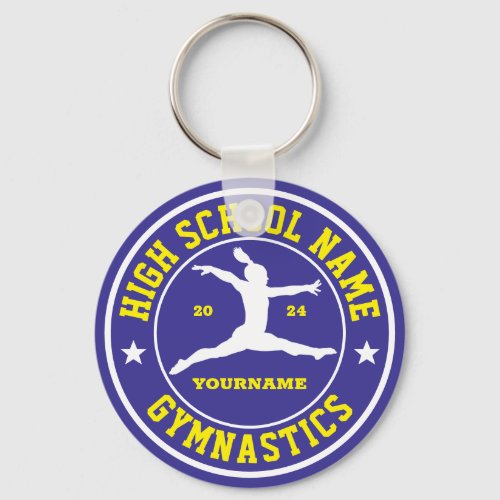 High School Gymnastics Team Custom Color Sports Keychain
