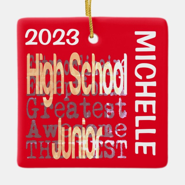 High School Junior Extraordinaire CUSTOM Ceramic Ornament (Front)