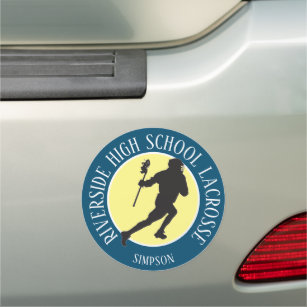 High School Lacross with Player Name Car Magnet