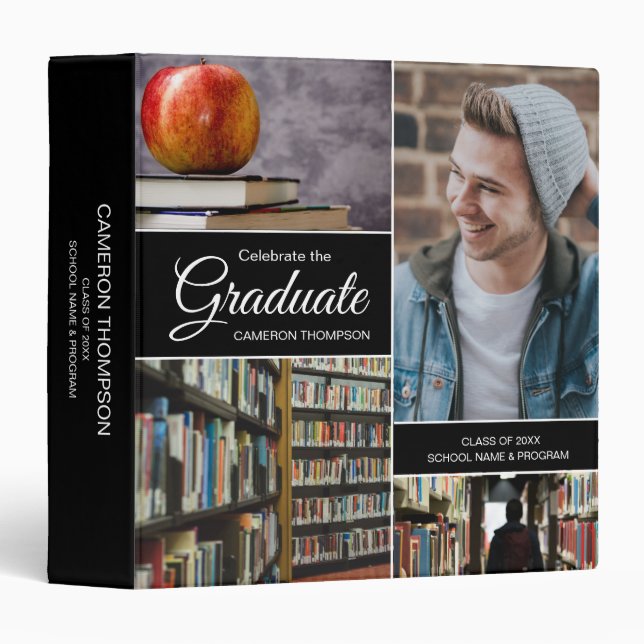 High School Male Photof Graduate 3 Ring Binder (Front/Spine)