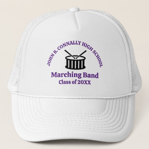 High School Marching Band Custom Purple Script Trucker Hat