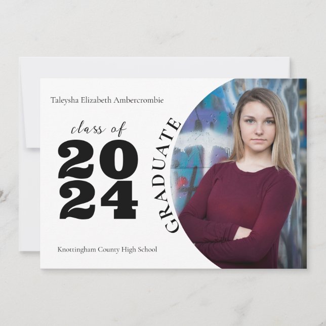 High School Minimalist One-Photo Graduate Announcement (Front)