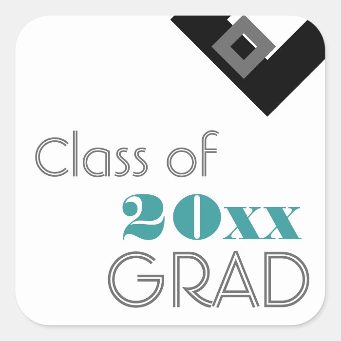 High School or College Graduation Gift Tag Blue Square Sticker