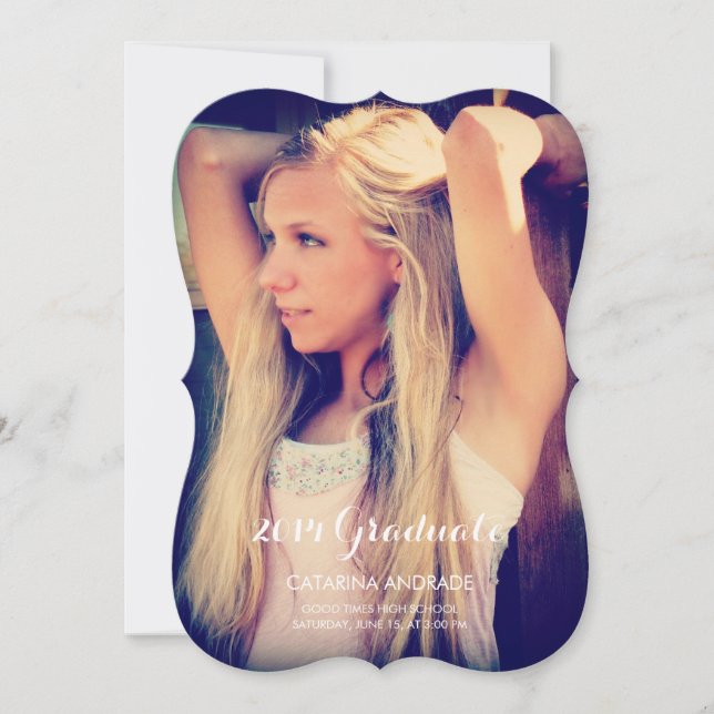 High School Photo Graduation Modern Calligraphy Announcement (Front)