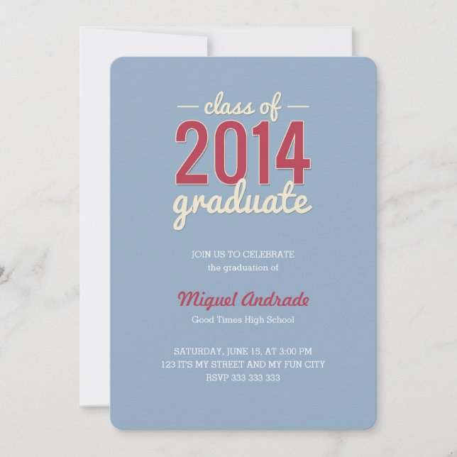 High School Photo Graduation Party Blue Red Guys Invitation (Front)