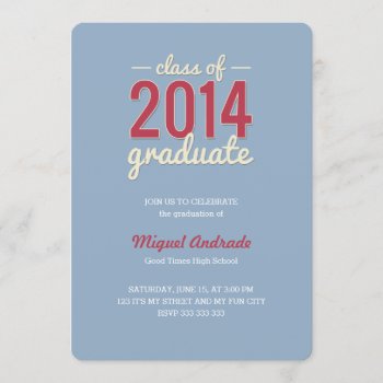 High School Photo Graduation Party Blue Red Guys Invitation by red_dress at Zazzle