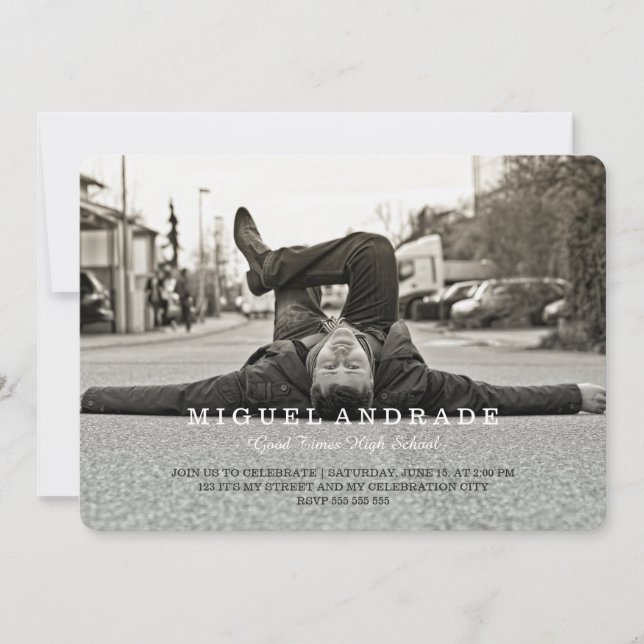 High School Photo Graduation Party Boys Modern Invitation (Front)