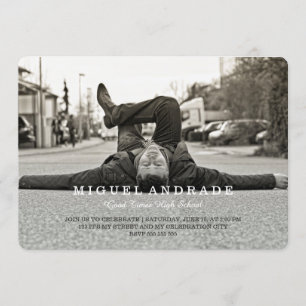 High School Photo Graduation Party Boys Modern Invitation