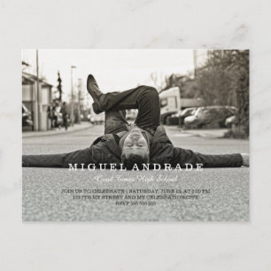 High School Photo Graduation Party Boys Modern Invitation Postcard