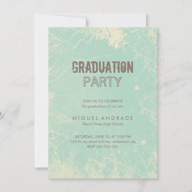 High School Photo Graduation Party Green Grunge Invitation (Front)