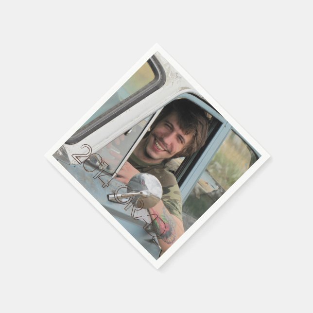 High School Photo Graduation Party Grunge Brown Paper Napkins (Corner)
