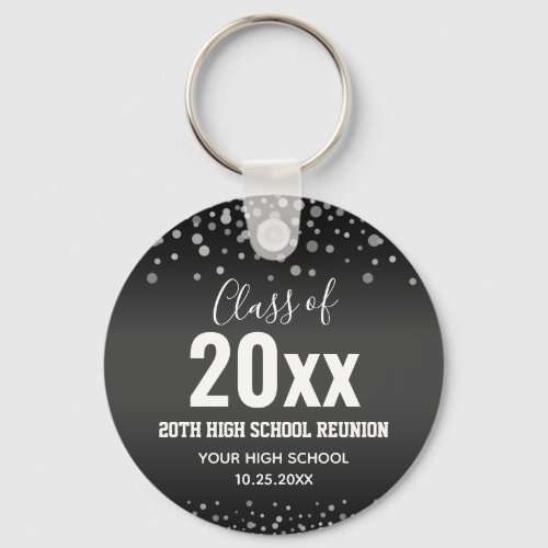 High School Reunion Any Year Confetti Gray Keychain