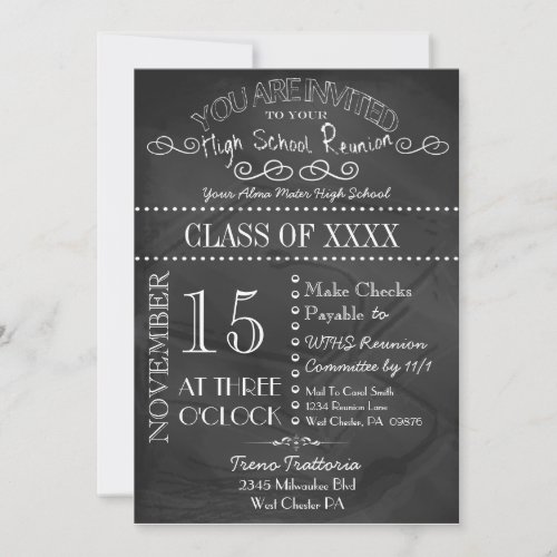 High School Reunion Chalkboard Invitation