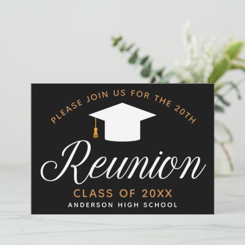 High School Reunion Chic Gold Black Custom Party Invitation