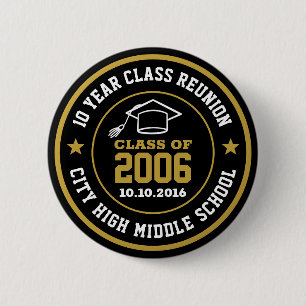High School Reunion Class Of Graduation Year Button