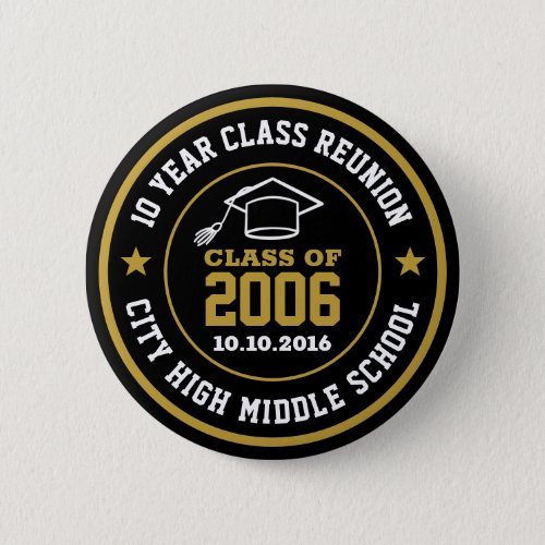 High School Reunion Class Of Graduation Year Button