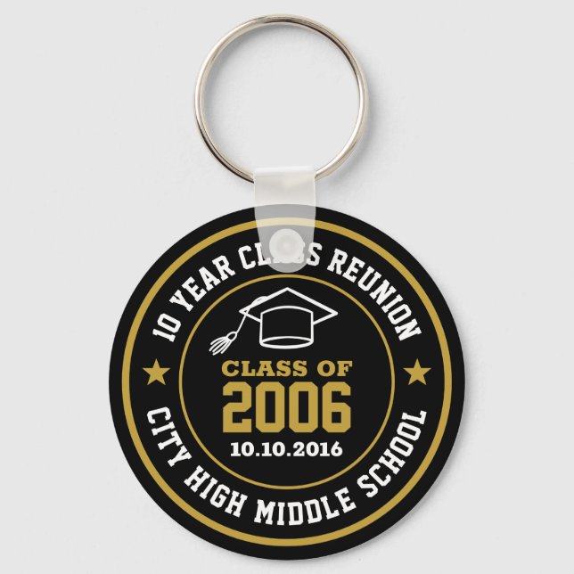 High School Reunion Class Of Graduation Year Keychain (Front)