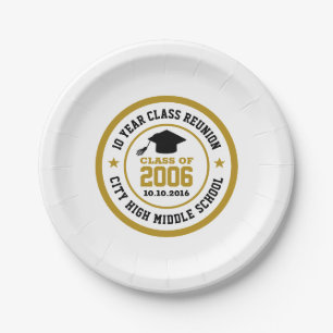 High School Reunion Class Of Graduation Year Paper Plates