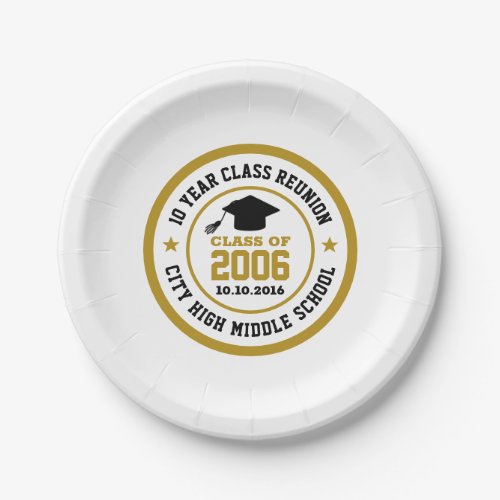 High School Reunion Class Of Graduation Year Paper Plates