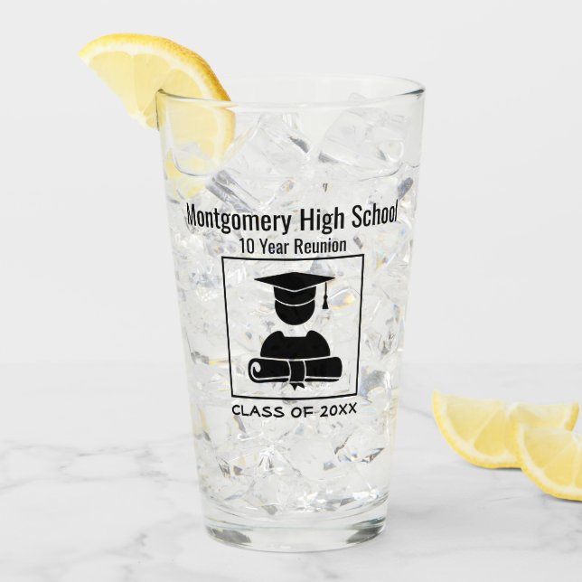 High School Reunion Custom Black Design Glass (Front Ice)