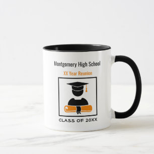 High School Reunion Custom Black Orange Coffee Mug